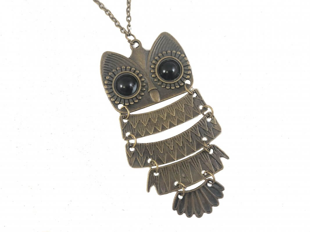 Owl Necklace Vintage Bronze