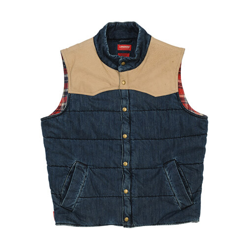 RM Williams 'Pelton' Men's Longhorn Vest in Indigo/Sand - tommytwice.com