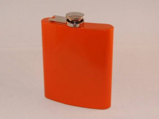Coloured Stainless Steel 7oz Hip Flask - Orange