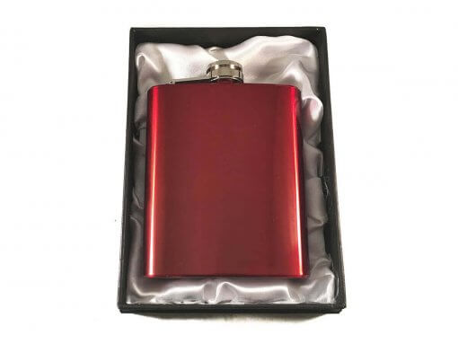 Coloured Stainless Steel 7oz Hip Flask - Red