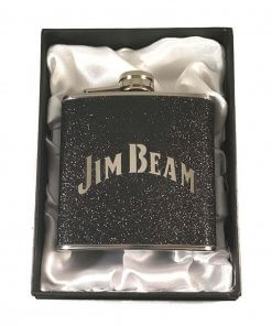 Jim Beam Stainless Steel 6oz Black Hip Flask