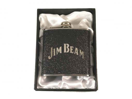 Jim Beam Stainless Steel 6oz Black Hip Flask