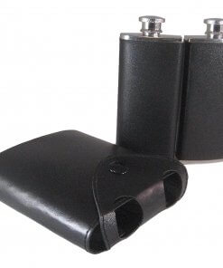 Twin Stainless Steel Hip Flasks in Leatherette Case