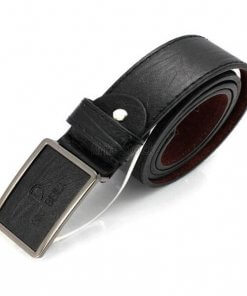 Black Leather Belt with Loop & Hook Buckle