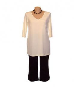 Plus Size V-Neck Top with 3/4 Length Sleeves