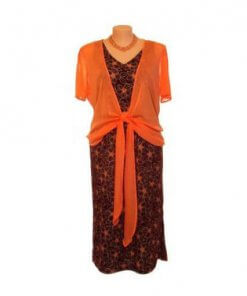 Plus Size Sleeveless V-Neck Structured Dress - Chocolate/Apricot