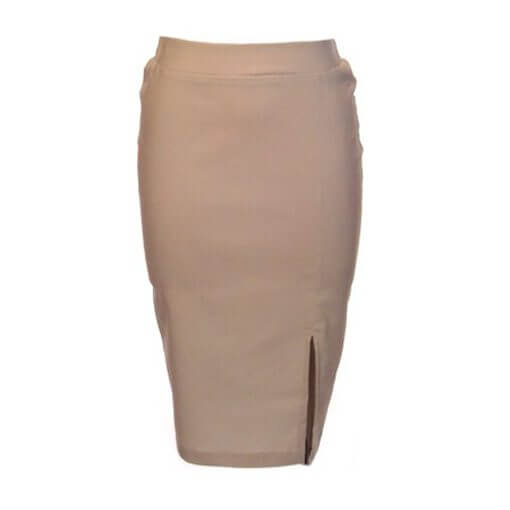 Plus Size 3/4 Length Skirt with Side Split - Pebble