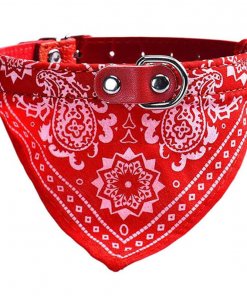 Cute Dog/Cat Collar with Paisley Bandana - Red - Medium