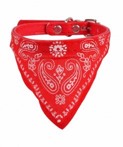 Cute Dog/Cat Collar with Paisley Bandana - Red - Small
