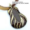 Wooden and enamel pendant necklace with silk cord