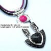 Pink & purple enamel pendant necklace with silk cord