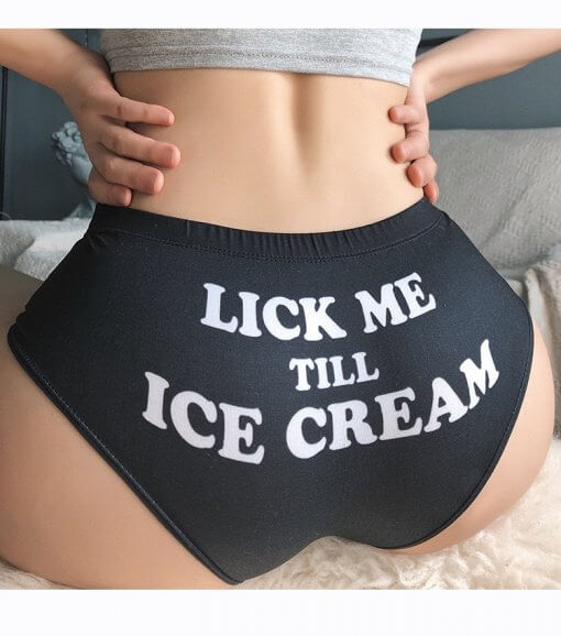 Cute & Sexy 'Lick Me Till Ice Cream' Printed Briefs