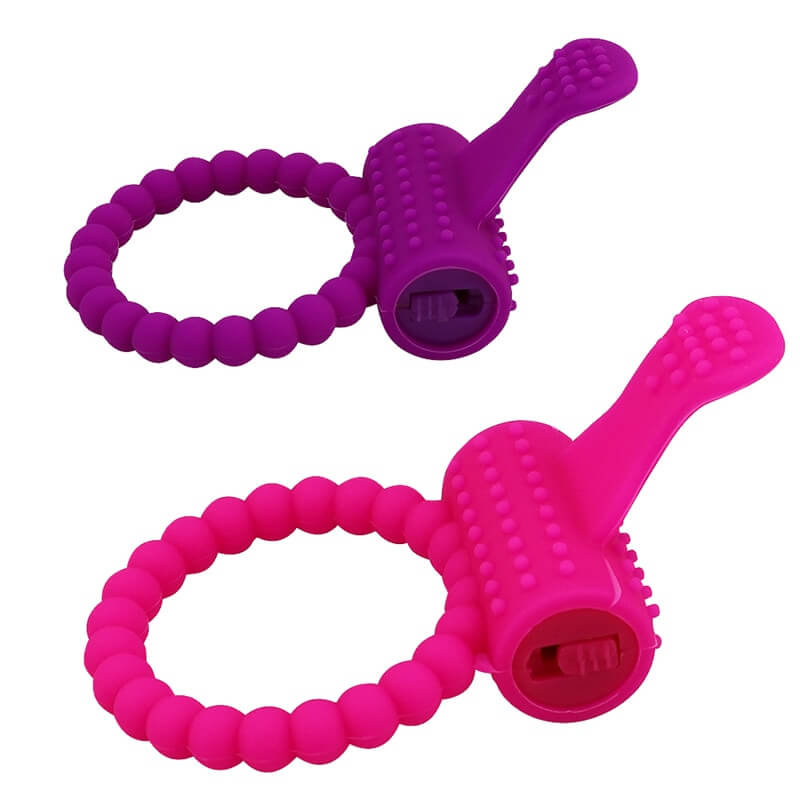 Beaded Silicone Vibrating Cock Ring - Pink - Snatcher