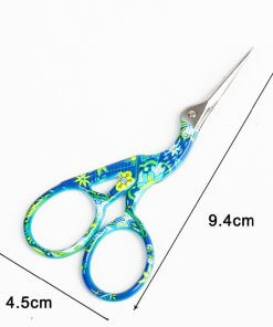 Blue Patterned Crane Design Scissors for Embroidery, Needlecraft, Threadwork