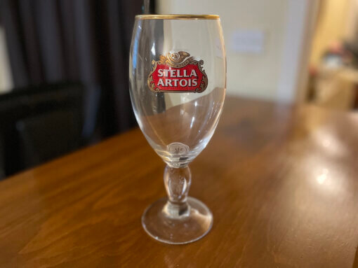Stella Artois Pint Chalice with the Iconic Red and White Logo