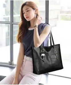 Tote Handbag with Stitched Details