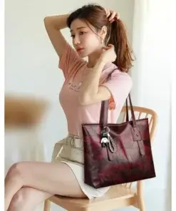 Tote Handbag with Stitched Details