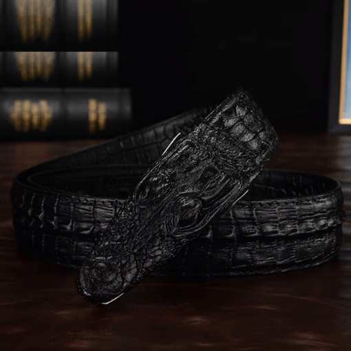 Crocodile Buckle Belt - Black