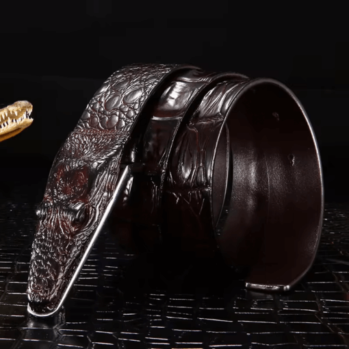 Crocodile Buckle Belt - Coffee