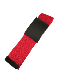 Unisex Canvas Belt with Metal Flip Closure Buckle - Red