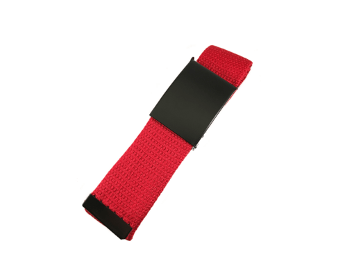 Unisex Canvas Belt with Metal Flip Closure Buckle - Red