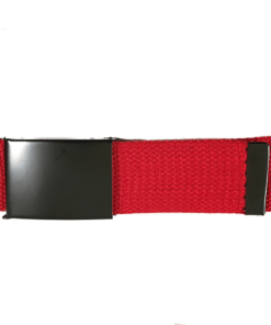 Unisex Canvas Belt with Metal Flip Closure Buckle - Red