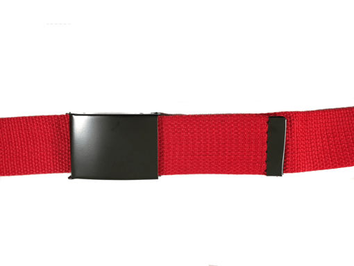 Unisex Canvas Belt with Metal Flip Closure Buckle - Red