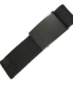 Unisex Canvas Belt with Metal Flip Closure Buckle - Black