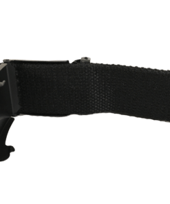 Unisex Canvas Belt with Metal Flip Closure Buckle - Black