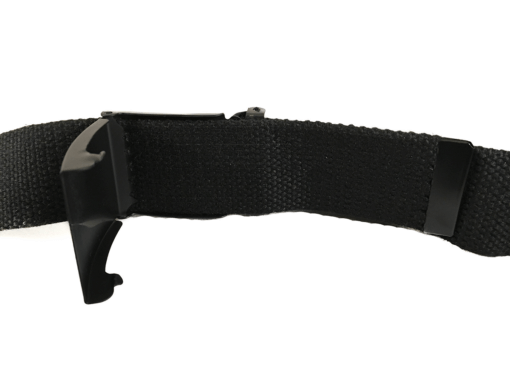 Unisex Canvas Belt with Metal Flip Closure Buckle - Black