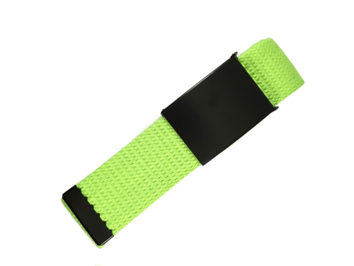 Unisex Canvas Belt with Metal Flip Closure Buckle - Lime Green