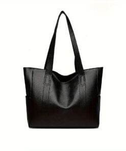 Large Tote Bag with Side Pockets - Black