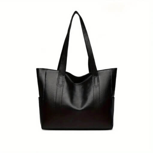 Large Tote Bag with Side Pockets - Black