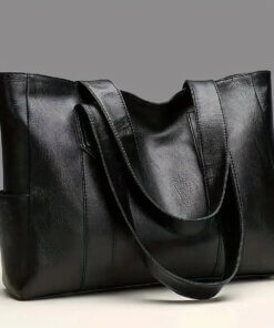 Large Tote Bag with Side Pockets - Black