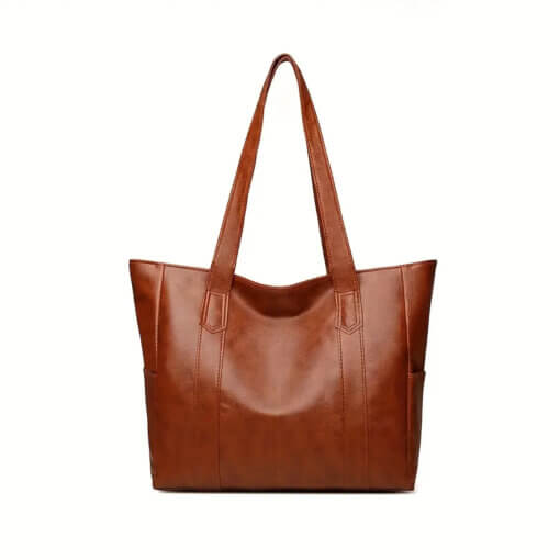 Large Tote Bag with Side Pockets - Coffee