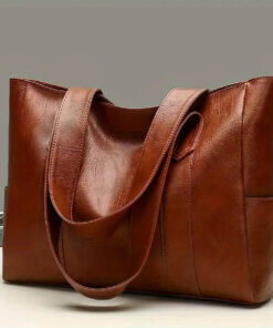 Large Tote Bag with Side Pockets - Coffee