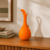 Vintage Empoli Italian Orange Art Glass Ewer Vase