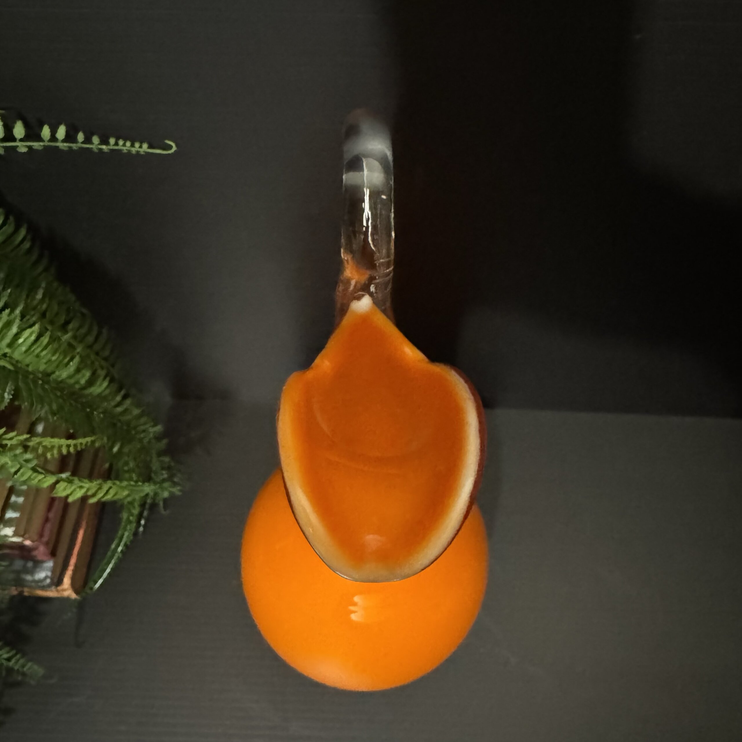 Vintage Empoli Italian Orange Art Glass Ewer Vase