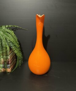 Vintage Empoli Italian Orange Art Glass Ewer Vase