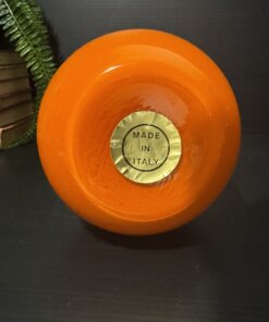 Vintage Empoli Italian Orange Art Glass Ewer Vase