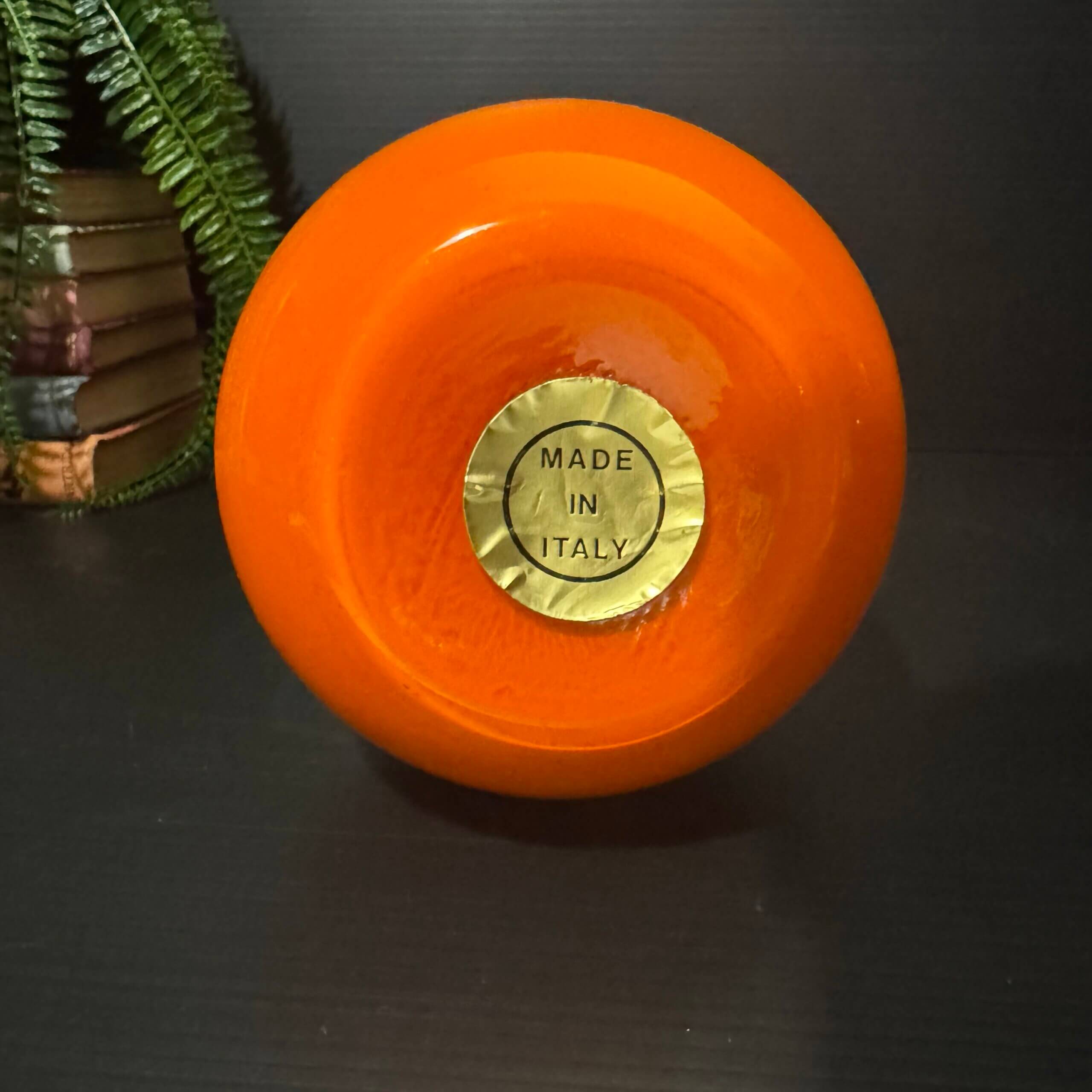 Vintage Empoli Italian Orange Art Glass Ewer Vase